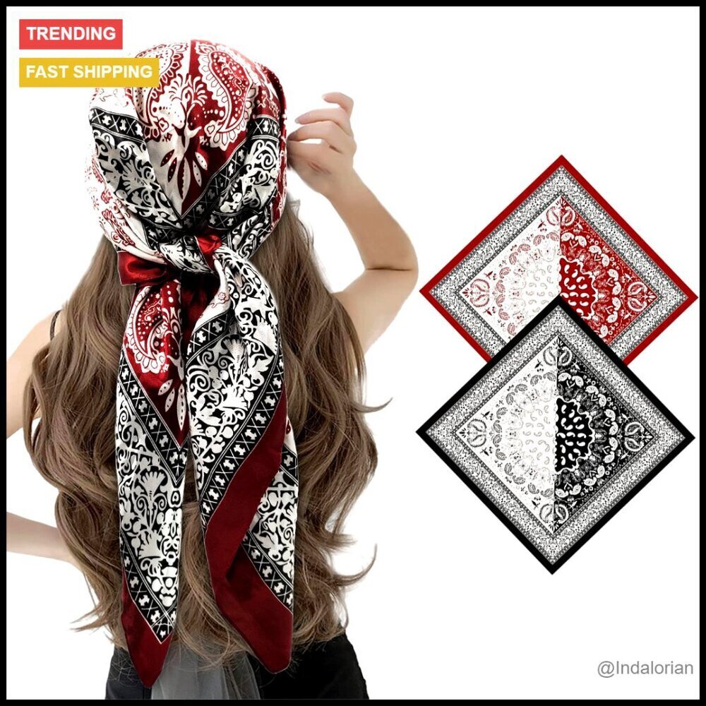 Satin Silk Hair Scarf Set Elegant Lightweight Head Wrap Multifunctional
